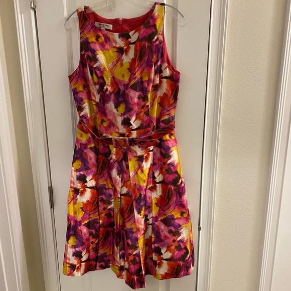 Evan Picone Floral Pleated Fit Flare Dress - Picture 3 of 5